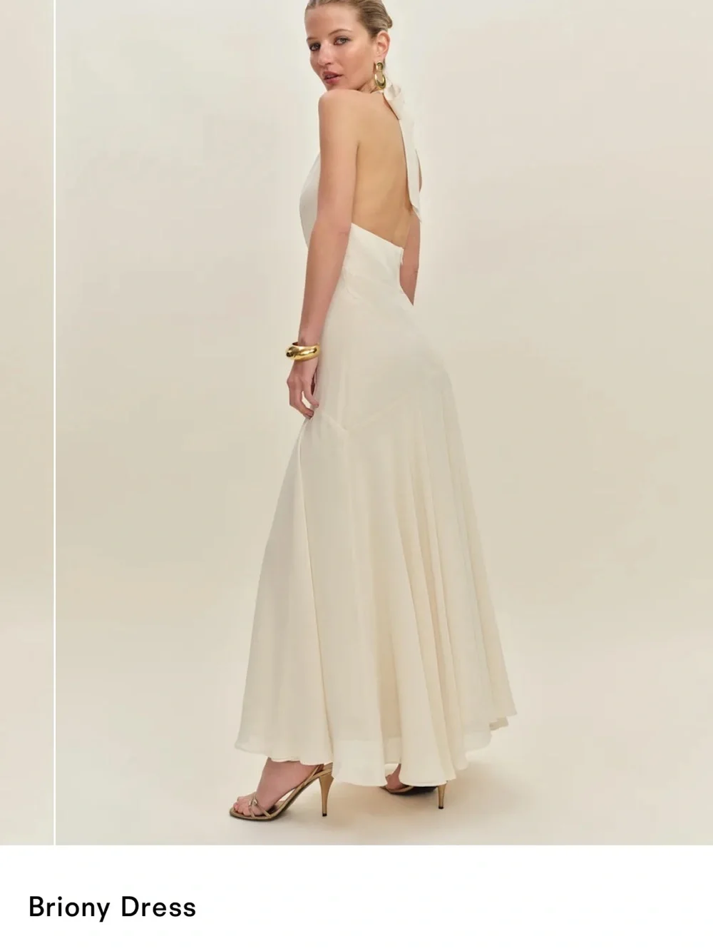 NWOT Reformation Briony Cream Halter Tie-Back Maxi Dress *Never Used* - Picture 4 of 7